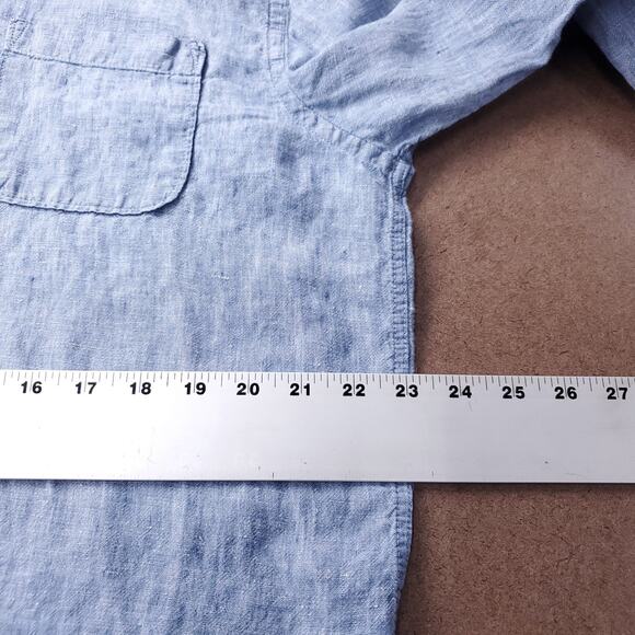 Quiksilver Waterman Button Up Shirt Mens L Blue Long Sleeve Linen Casual Preppy - Picture 5 of 12